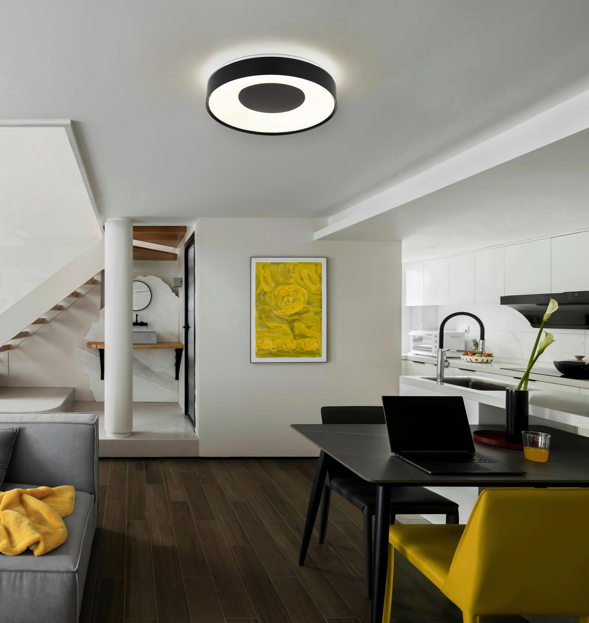 GLOBO Deckenventilator Deckenleuchte-Jolliana - weiß/schwarz (40,00/9,00/42,00cm) - GLOBO