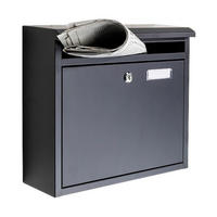 HI Briefkasten schwarz B/H/T: ca. 36x32x12 cm Briefkasten_Metall schwarz - schwarz (36,00/32,00/12,00cm) - HI