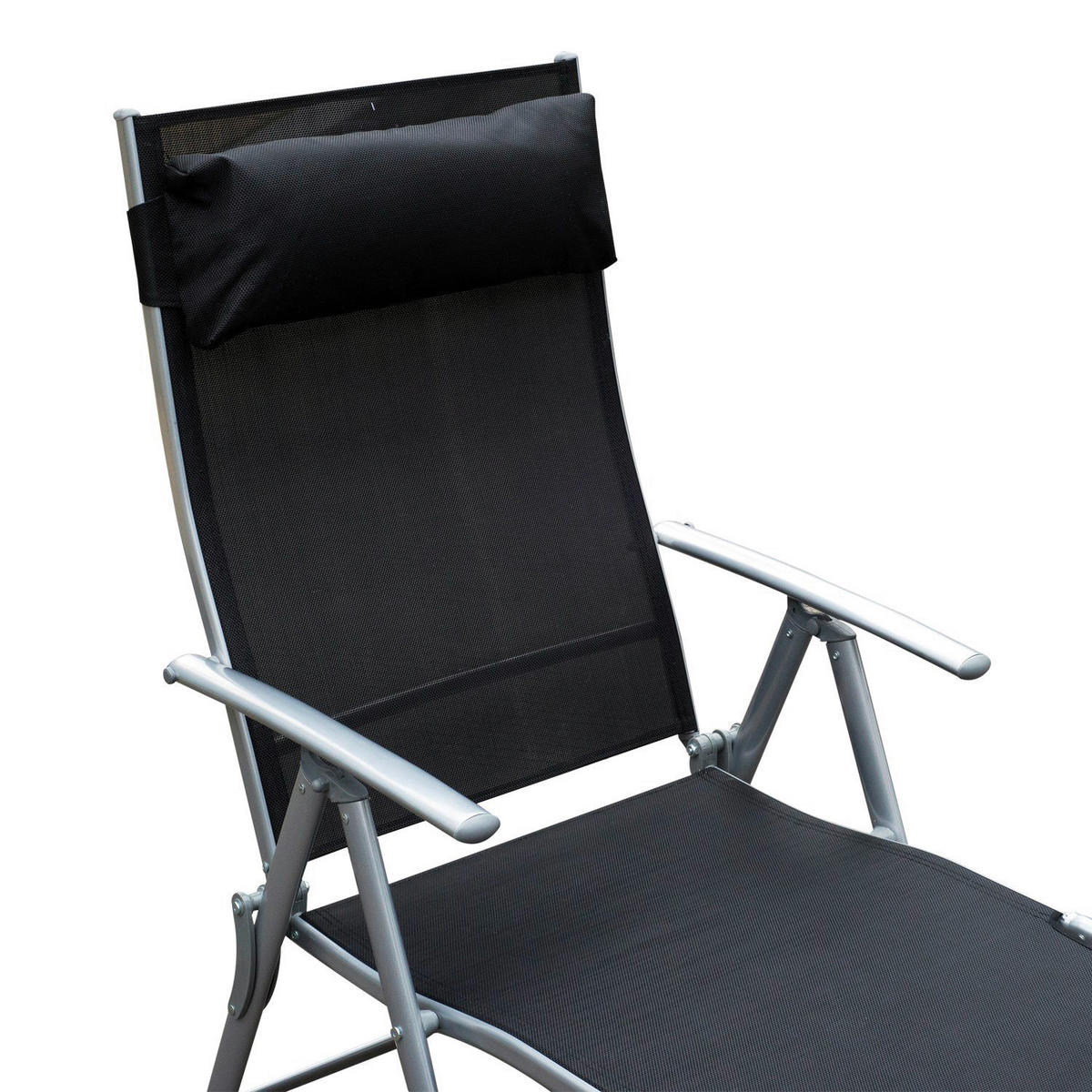 Outsunny Gartenliege schwarz Metall B/H/L: ca. 63,5x100,5x180 cm Gartenliege_mit_Kissen - schwarz (180,00/63,50/100,50cm) - Outsunny