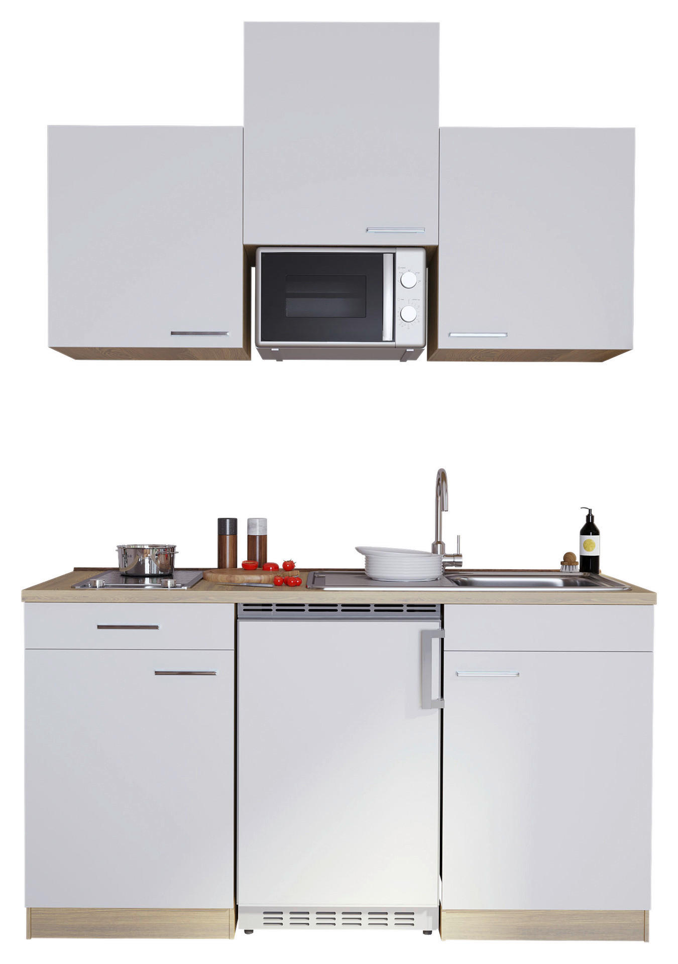 Respekta Singleküche Economy weiß matt B/H/T: ca. 150x200x60 cm Economy - Eiche/weiß (150,00/200,00/60,00cm) - Respekta