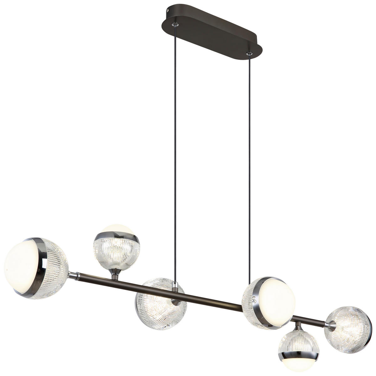 GLOBO LED-Pendelleuchte Chrom transparent titanfarbig Acryl Metall Aluminium B/H/T: ca. 28x120x91 cm UNTSY - titanfarbig/Chrom (28,00/120,00/91,00cm) - GLOBO