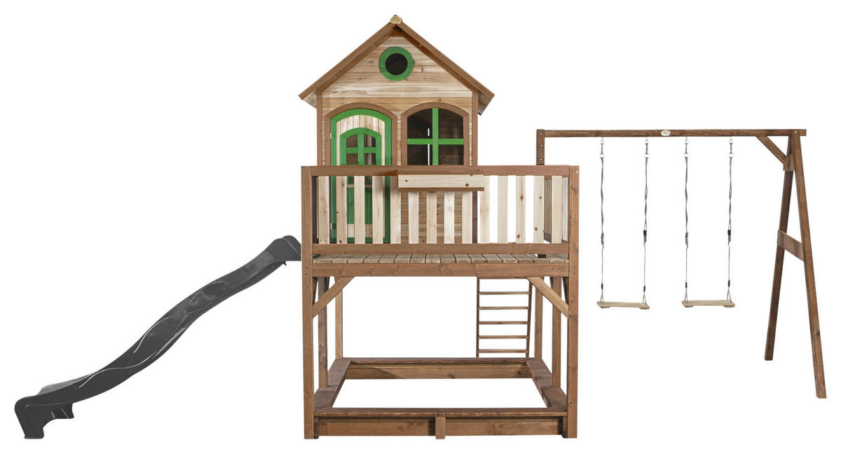 AXI Spielhaus Liam braun B/H/L: ca. 613x291x277 cm Liam - braun/grün (277,00/613,00/291,00cm) - AXI