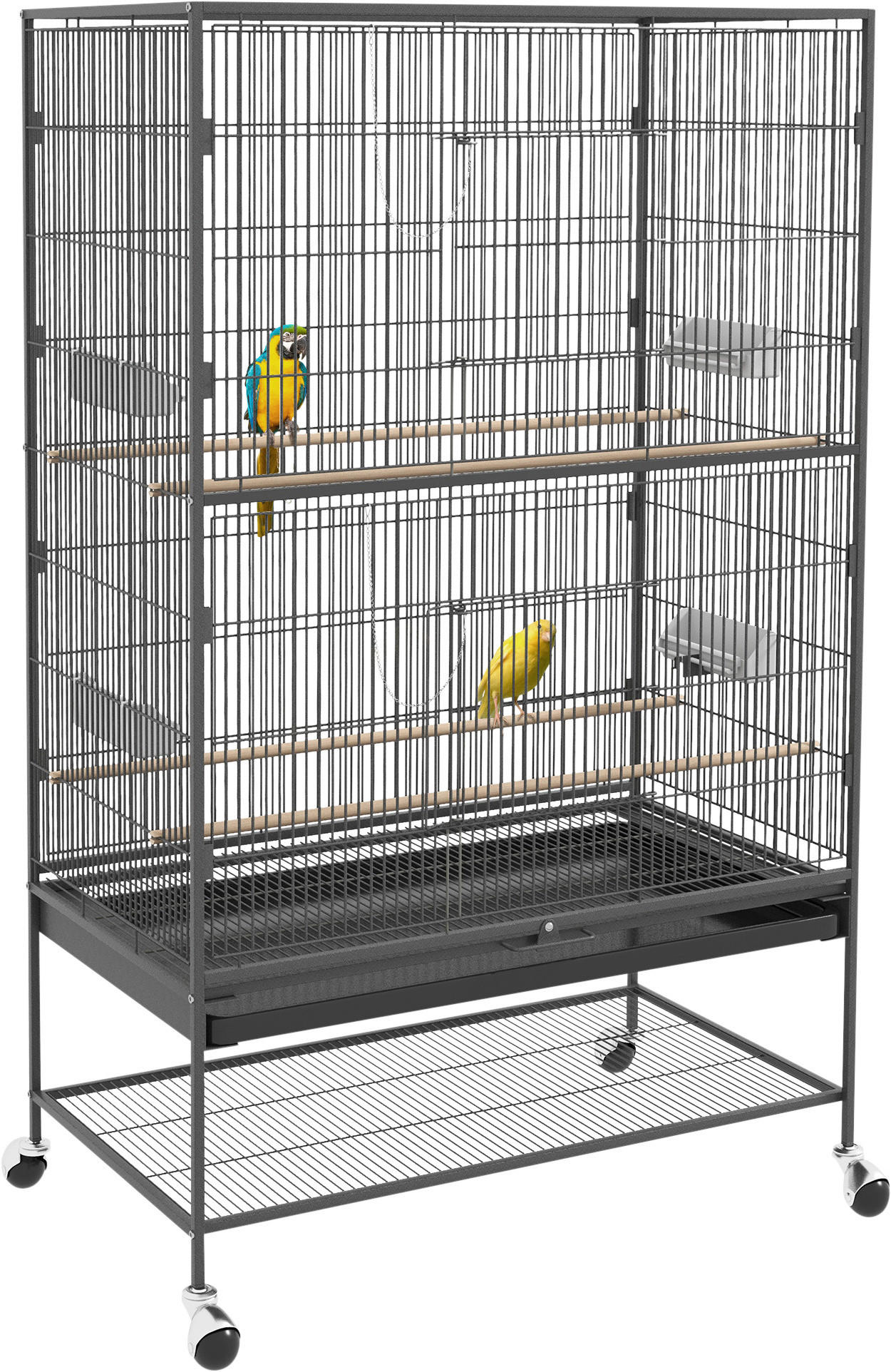 PawHut Tier-Zubehör grau Kunststoff B/H/L: ca. 57x94x153 cm Vogelkäfig - grau (153,00/57,00/94,00cm) - PawHut