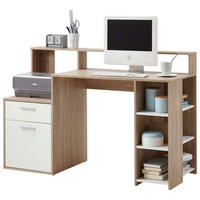 Schreibtisch  Eiche Sonoma Nachbildung weiß B/H/T: ca. 139x92x54 cm Bolton_Schreibtisch 3006-001 - Eiche/weiß (139,00/92,00/54,00cm)