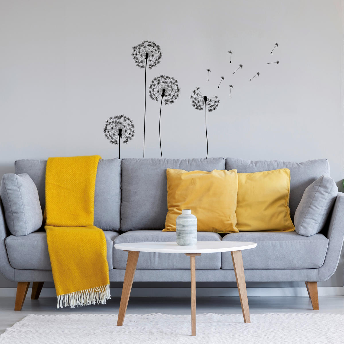 Dekosticker Pusteblumen schwarz B/L: ca. 50x70 cm 2 tlg. Dekosticker Flight Of Dandelions - schwarz (50,00/70,00cm)