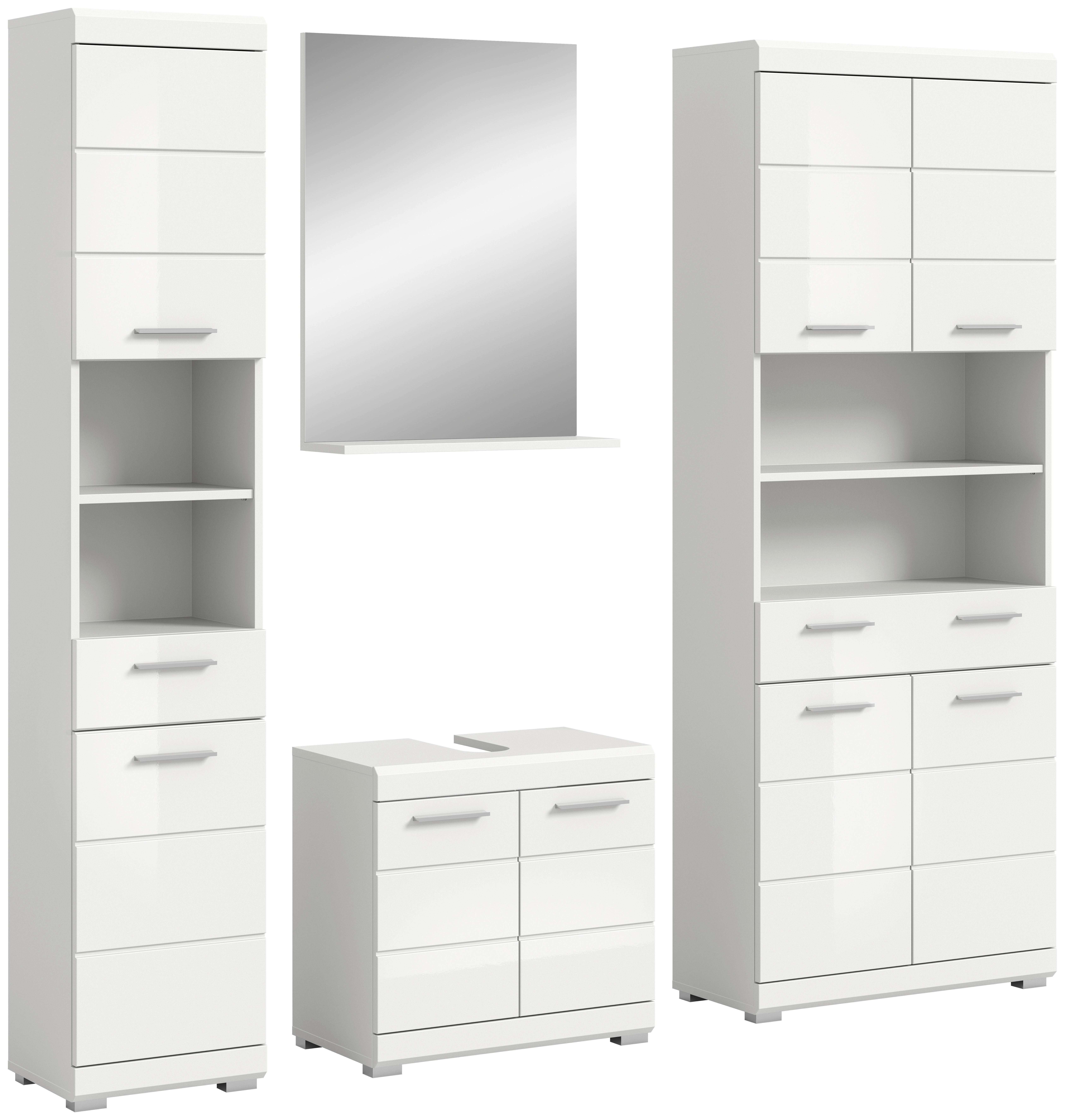 Badezimmer-Set Scout weiß weiß Hochglanz B/H/T: ca. 186x191x34 cm Scout - weiß (186,00/191,00/34,00cm) - xonox.home