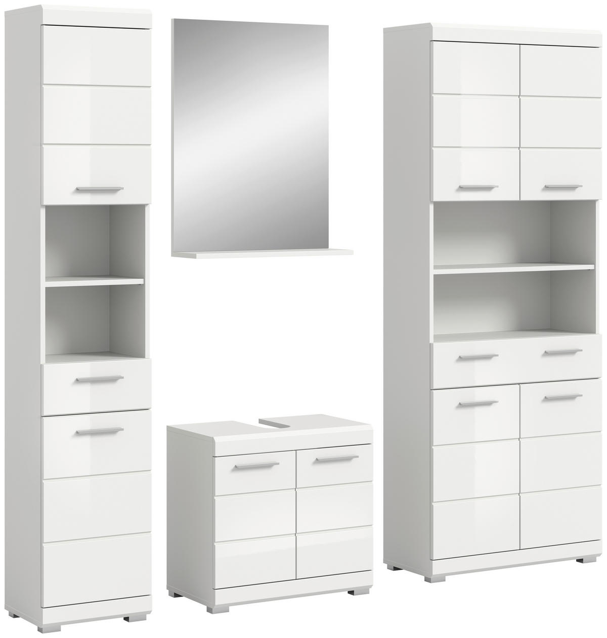 Badezimmer-Set Scout weiß weiß Hochglanz B/H/T: ca. 186x191x34 cm Scout - weiß (186,00/191,00/34,00cm) - xonox.home