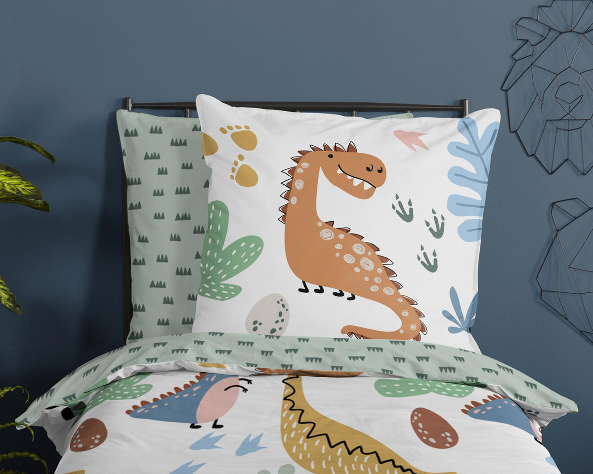 Baumwoll Bettwäsche Dino Renforce Multi Stoff B/L: ca. 135x200 cm Dino - Multi (135,00/200,00cm) - Good Morning