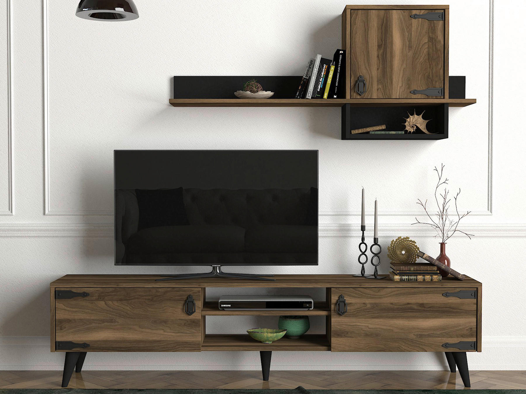 Wohnwand Anthes walnuss Nachbildung B/H/T: ca. 180x41x30 cm Anthes - walnuss (180,00/41,00/30,00cm) - moebel17
