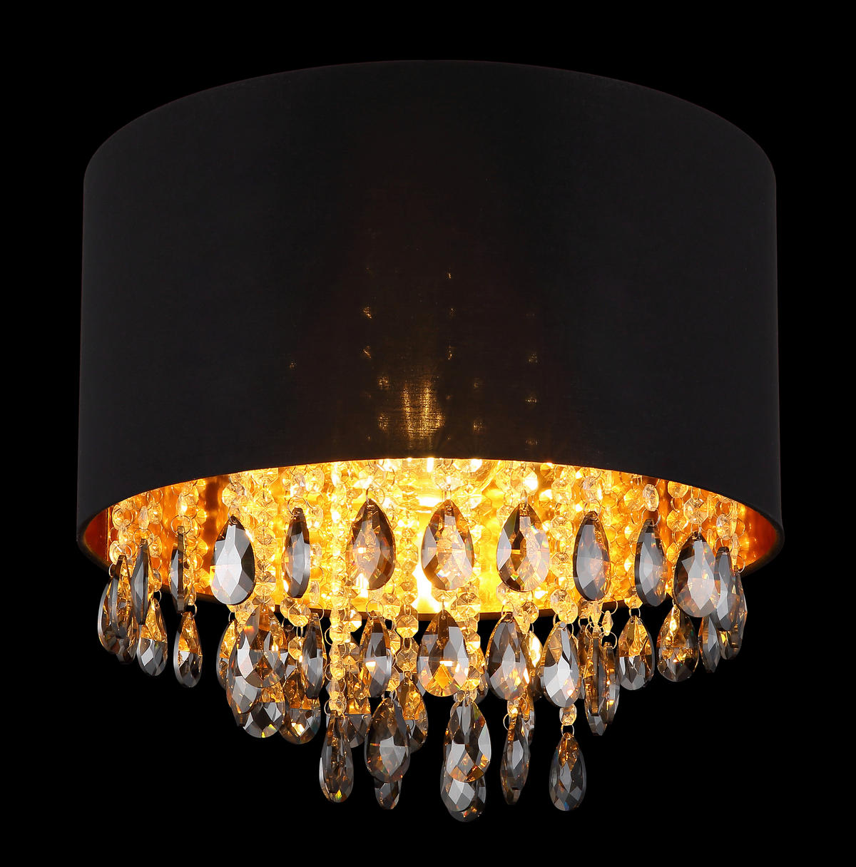 GLOBO Deckenleuchte COLETTA 15776D mattschwarz gold schwarz Metall Kunststoff Textil H/D: ca. 33x40 cm E27 1 Brennstellen COLETTA - gold/schwarz (40,00/33,00cm) - GLOBO