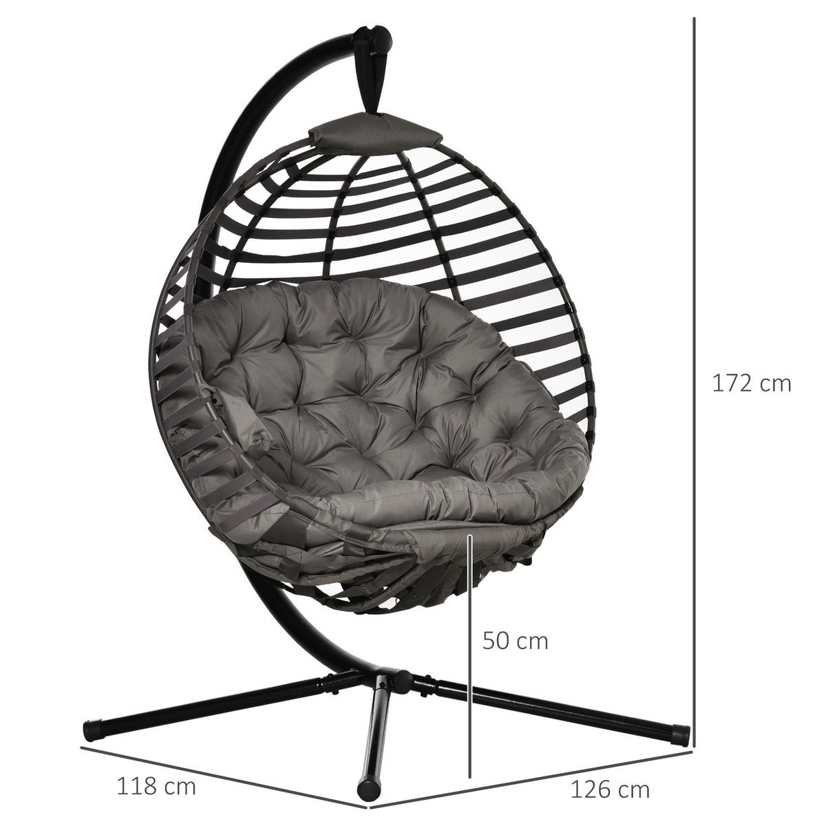 Outsunny Hängesessel braun Stahl B/H/L: ca. 118x172x126 cm Hängesessel - braun (126,00/118,00/172,00cm) - Outsunny