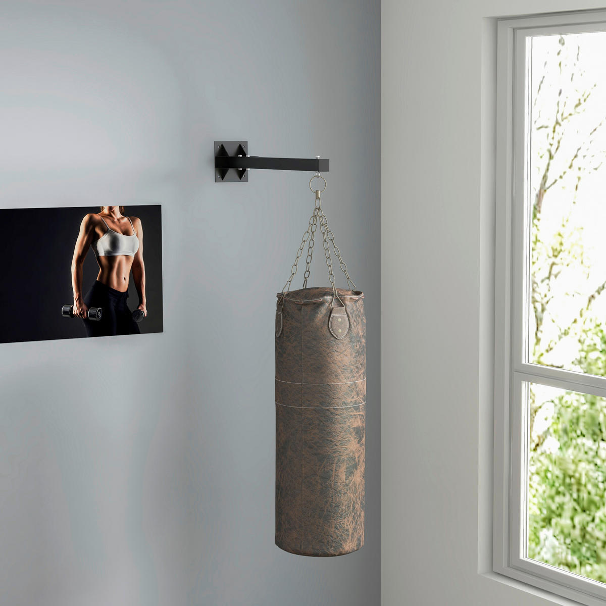 SPORTNOW Fitness-Zubehör schwarz Edelstahl B/H/L: ca. 17x80x48 cm Boxsackhalterung - schwarz (48,00/17,00/80,00cm) - SPORTNOW