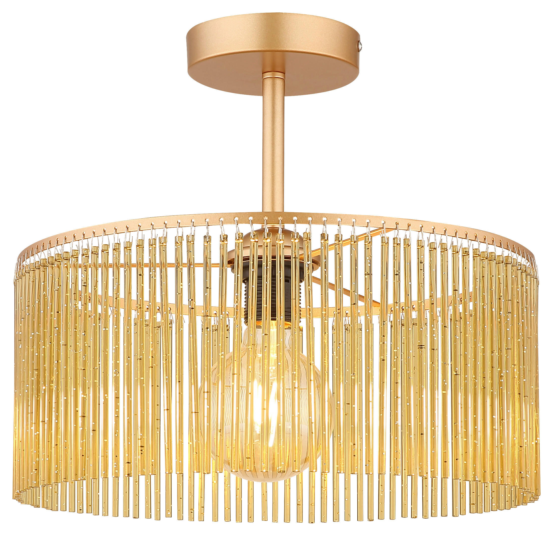 GLOBO Deckenleuchte LEEDS 63080145 amber gold schwarz Metall Kunststoff H/D: ca. 32x35 cm E27 1 Brennstellen LEEDS - gold/schwarz (35,00/32,00cm) - GLOBO