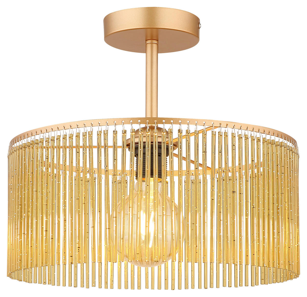 GLOBO Deckenleuchte LEEDS 63080145 amber gold schwarz Metall Kunststoff H/D: ca. 32x35 cm E27 1 Brennstellen LEEDS - gold/schwarz (35,00/32,00cm) - GLOBO