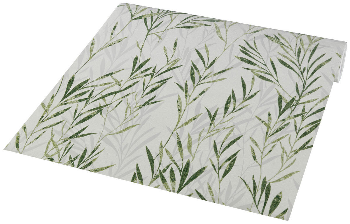 Vliestapete Gräser weiß grün B/L: ca. 53x1005 cm Vliestapete_36712-3 - weiß/grün (53,00/1005,00cm)