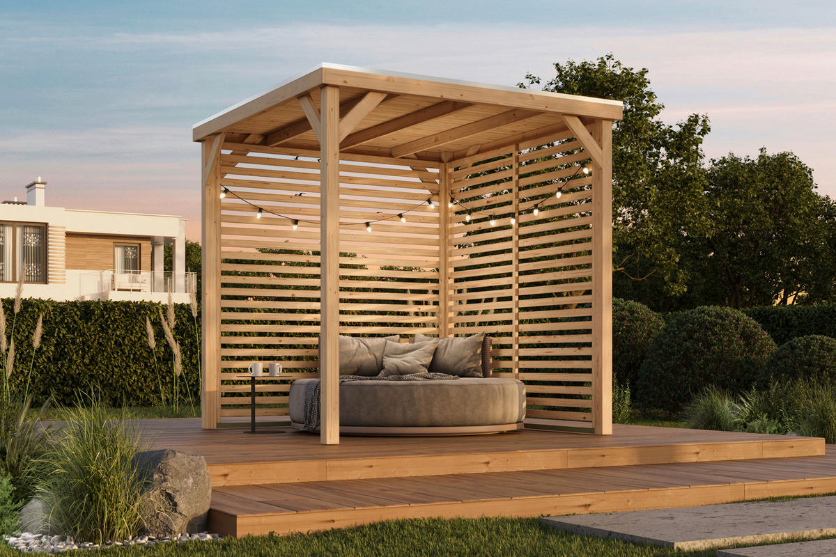 Karibu Pavillon Arizona natur Fichte B/H/T: ca. 231x243x231 cm Arizona - natur (231,00/243,00/231,00cm) - Karibu