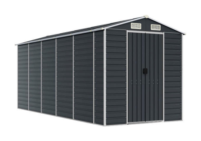 VidaXL Gartenhaus anthrazit B/H/T: ca. 191x198x470 cm Gartenhaus - anthrazit (191,00/198,00/470,00cm) - VidaXL