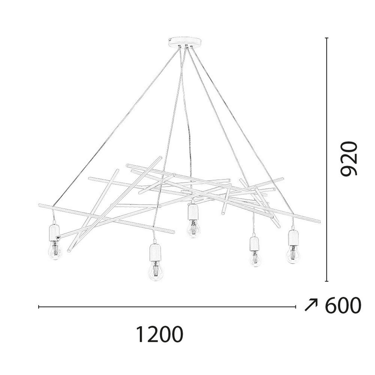 SPOT Light Pendelleuchte SP-9222502 Glenn weiß Metall B/H/L: ca. 60x92x120 cm E27 5 Brennstellen Glenn - weiß (120,00/60,00/92,00cm) - SPOT Light