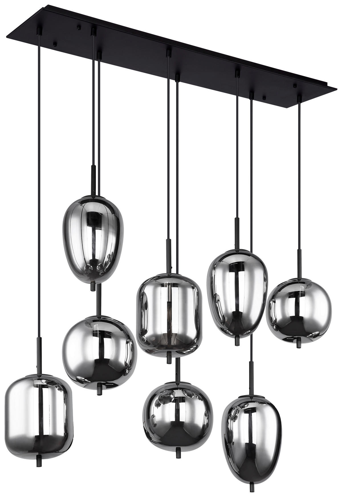 34x120x94 Rauchglas Pendelleuchte GLOBO Brennstellen cm kaufen 15345-8 E14 Metall ▷ ca. B/H/L: schwarz online 8 POCO BLACKY bei