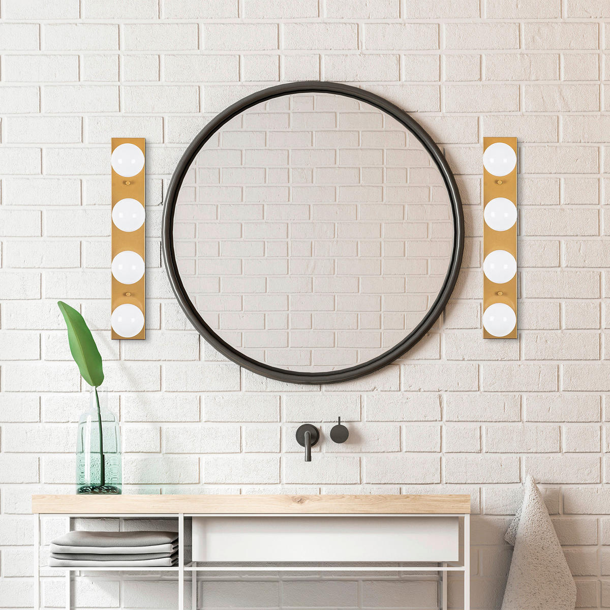 Opviq Wandleuchte gold Metall B/H/L: ca. 10x60x10 cm E27 4 Brennstellen Mirro - gold (10,00/10,00/60,00cm) - Opviq