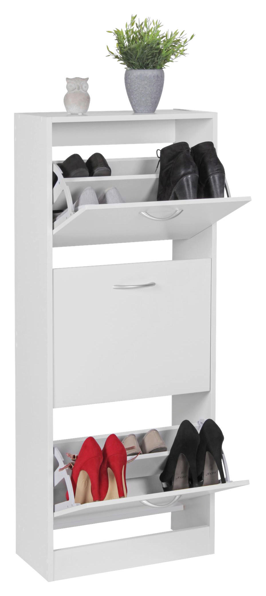 Schuhschrank weiß B/H/T: ca. 50x125x24 cm Schuhschrank - weiß (50,00/125,00/24,00cm) - Wohnling