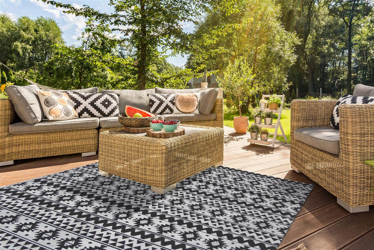 Kayoom Flachgewebeteppich Sunny 210 schwarz B/L: ca. 160x230 cm Sunny 210 - schwarz (160,00/230,00cm) - Kayoom