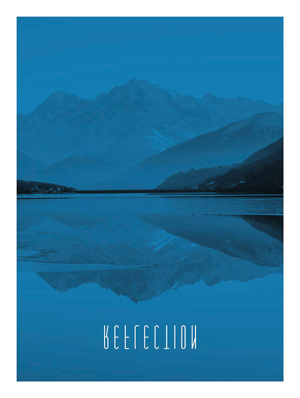 Komar Poster Word Lake Reflection Blue Natur B/L: ca. 30x40 cm günstig online kaufen