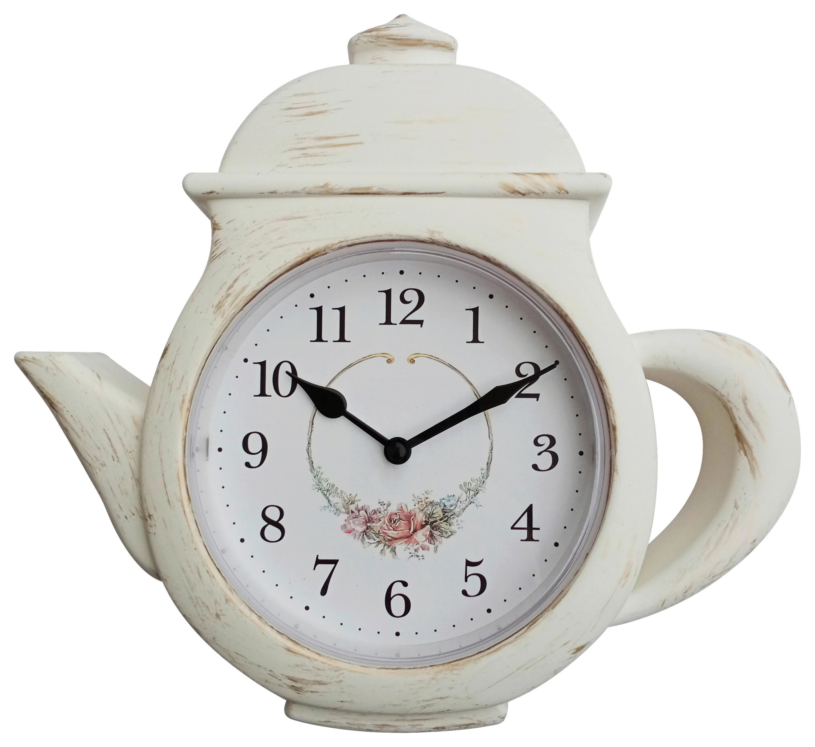 Mebus Wanduhr weiß B/H/L: ca. 3,5x25,7x24,5 cm Wanduhr_Quarz_Teekanne - weiß (24,50/3,50/25,70cm) - Mebus