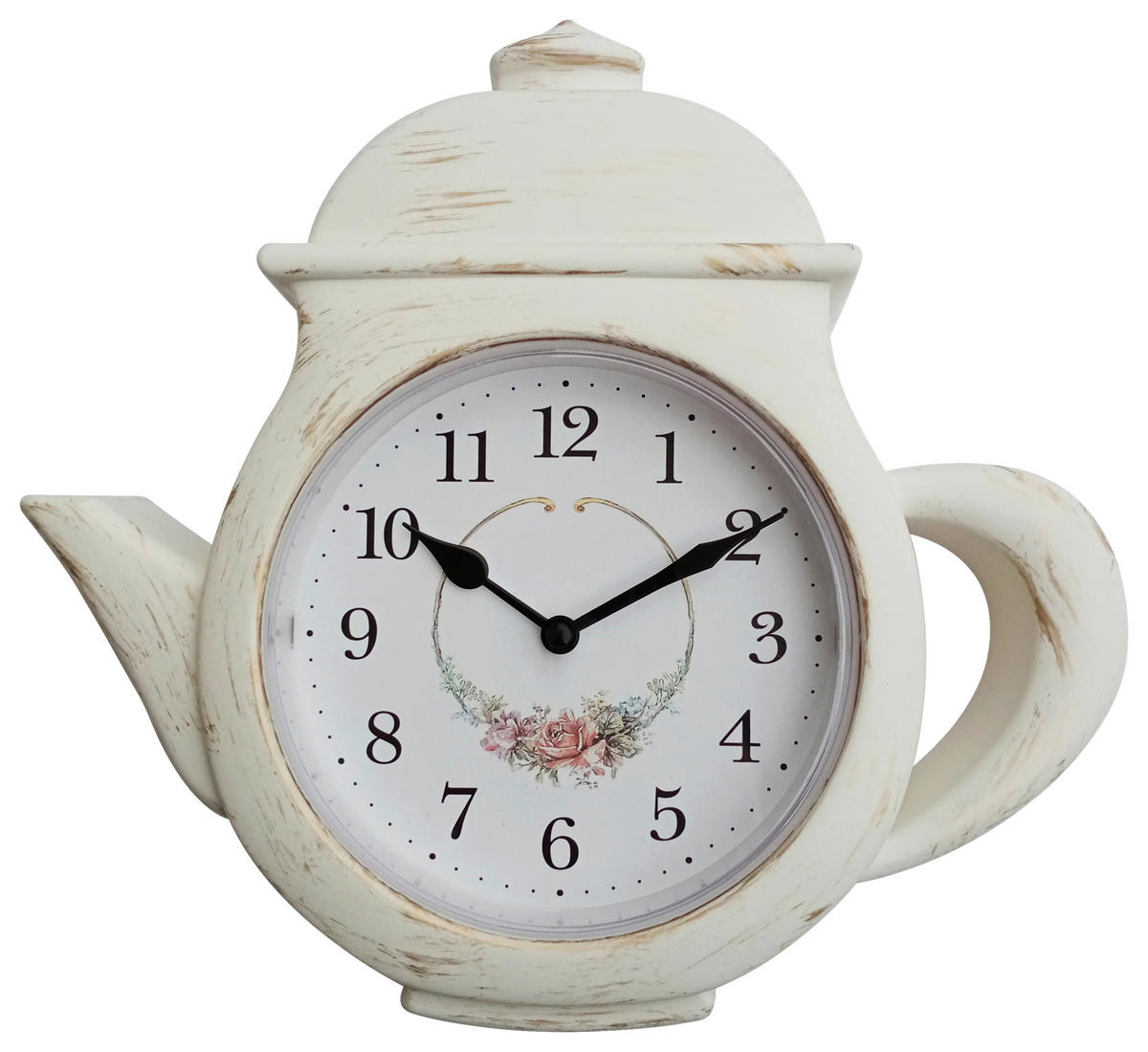 Mebus Wanduhr weiß B/H/L: ca. 3,5x25,7x24,5 cm Wanduhr_Quarz_Teekanne - weiß (24,50/3,50/25,70cm) - Mebus