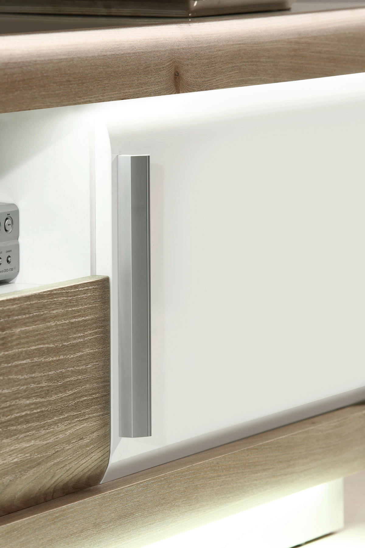 TV-Lowboard  weiß weiß Hochglanz Eiche Nelson Nachbildung B/H/T: ca. 192,7x56,2x53 cm Canne_TV-Lowboard CQNT131B-C141 - Eiche/weiß (192,70/56,20/53,00cm)