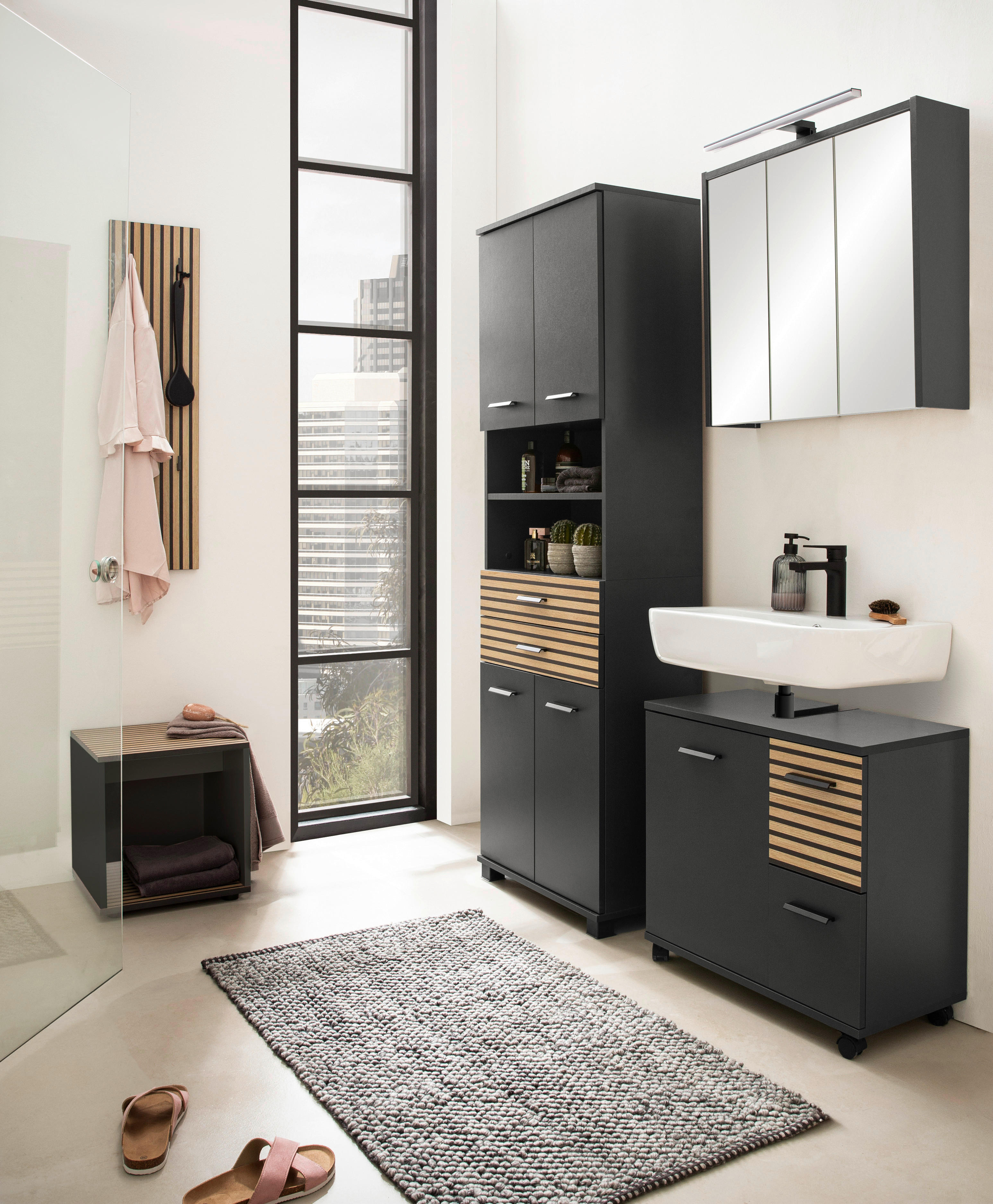 Highboard Katta anthrazit B/H/T: ca. 59,8x110,5x32,6 cm Katta - anthrazit (59,80/110,50/32,60cm) - Schildmeyer