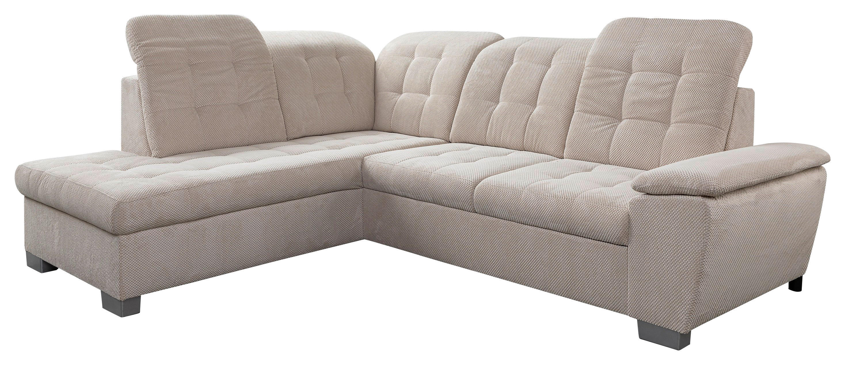 Funktionsecke Bastia creme Microfaser B/H/T: ca. 260x105x214 cm Bastia - creme/silber (260,00/105,00/214,00cm)