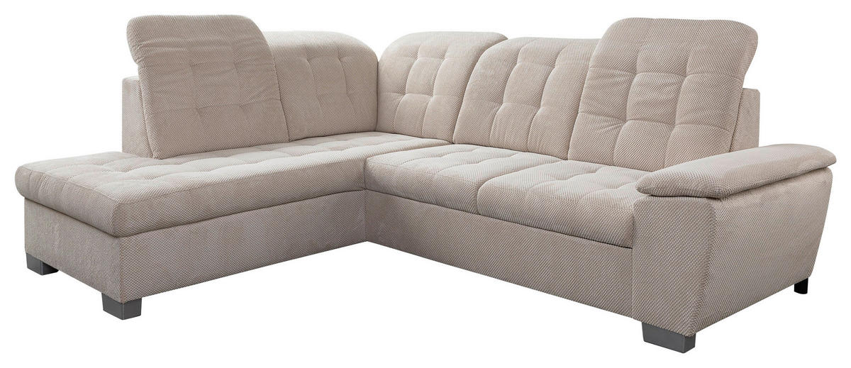 Funktionsecke Bastia creme Microfaser B/H/T: ca. 260x105x214 cm Bastia - creme/silber (260,00/105,00/214,00cm)