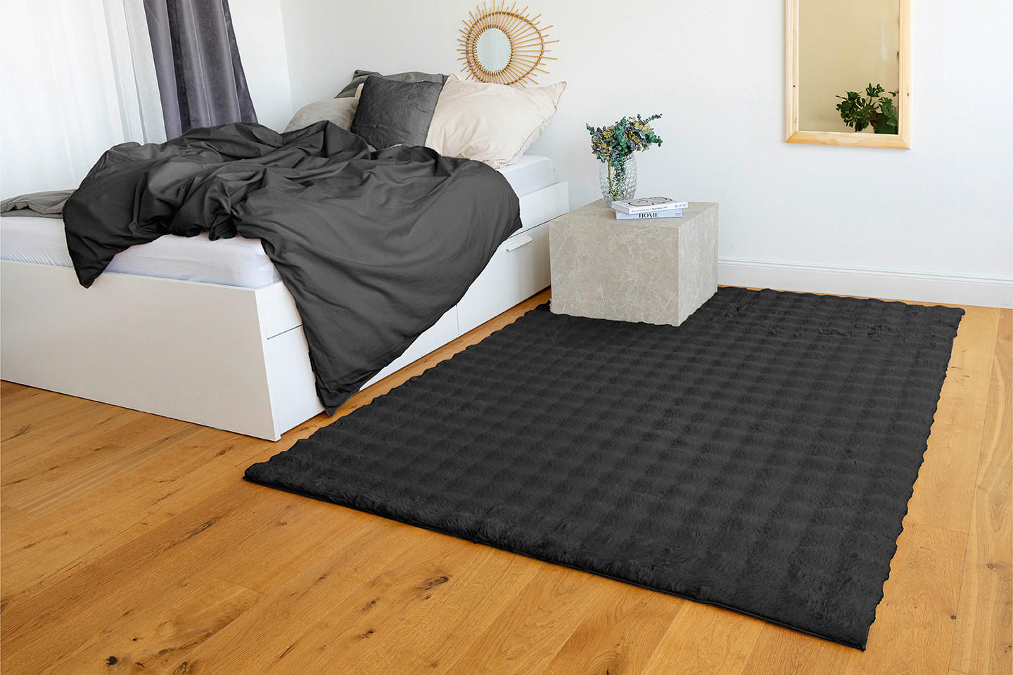 Thumbnail - Padiro Hochflorteppich Hailey 125 schwarz B/H/L: ca. 160x3x230 cm