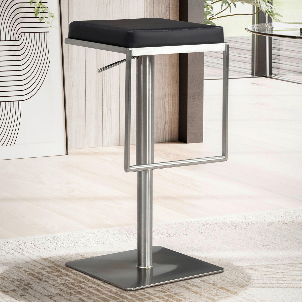 Barhocker schwarz Kunstleder B/H/T: ca. 38x91x39 cm Barhocker - schwarz (38,00/91,00/39,00cm) - Wohnling