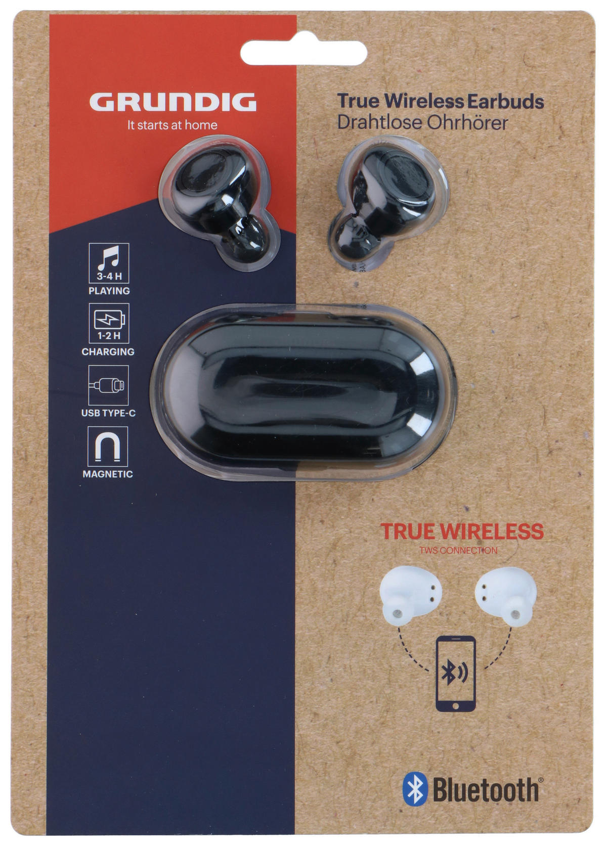 Grundig Bluetooth-Kopfhörer weiß schwarz B/H/L: ca. 3,5x7x2,8 cm Bluetooth-Kopfhörer_TWS_2ass - weiß/schwarz (2,80/3,50/7,00cm) - Grundig