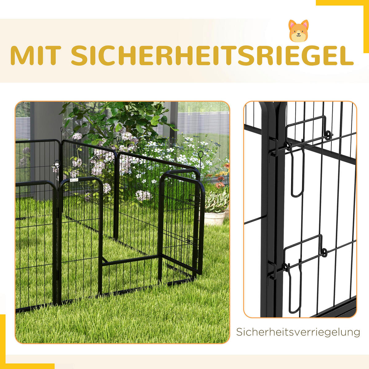 PawHut Tier-Zubehör schwarz Polypropylen H/L: ca. 80x60 cm Welpenauslauf - schwarz (60,00cm) - PawHut