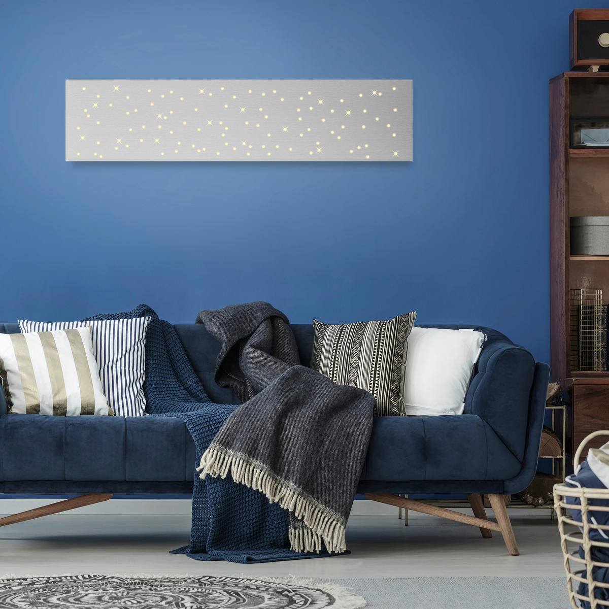 Just Light LED-Deckenleuchte SPARKLE 14672-55 stahlfarbig Metall B/H/T: ca. 25x4x100 cm 1 Brennstellen SPARKLE - stahlfarbig (25,00/4,00/100,00cm) - Just Light