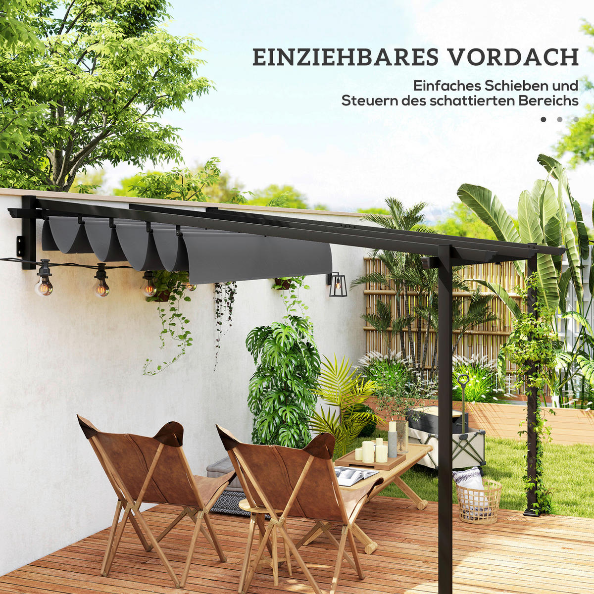 Outsunny Pergola dunkelgrau Aluminium B/H/L: ca. 297x230x297 cm Pergola - dunkelgrau (297,00/297,00/230,00cm) - Outsunny