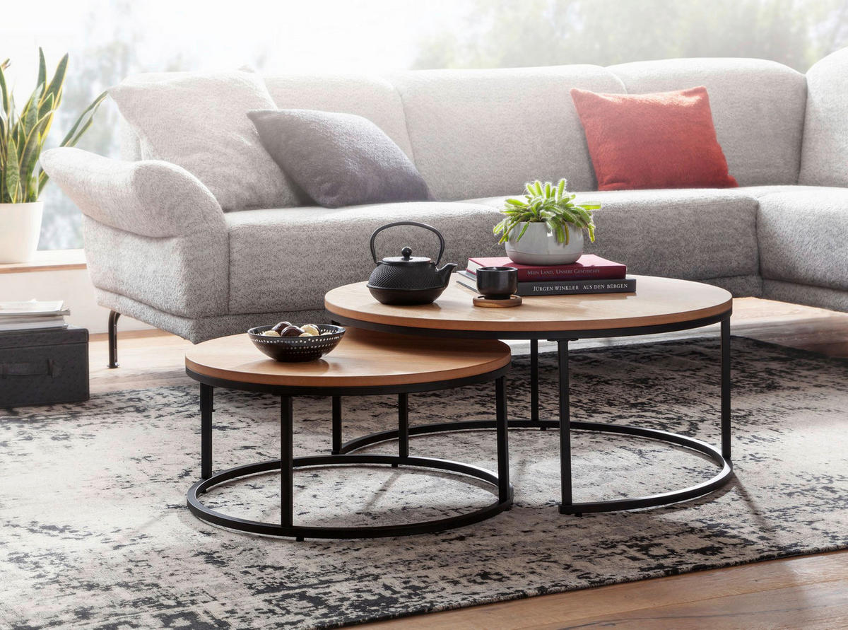 Couchtisch 2er-Set. braun B/H/T: ca. 80x36x80 cm 2er-Set. - braun (80,00/36,00/80,00cm) - Wohnling