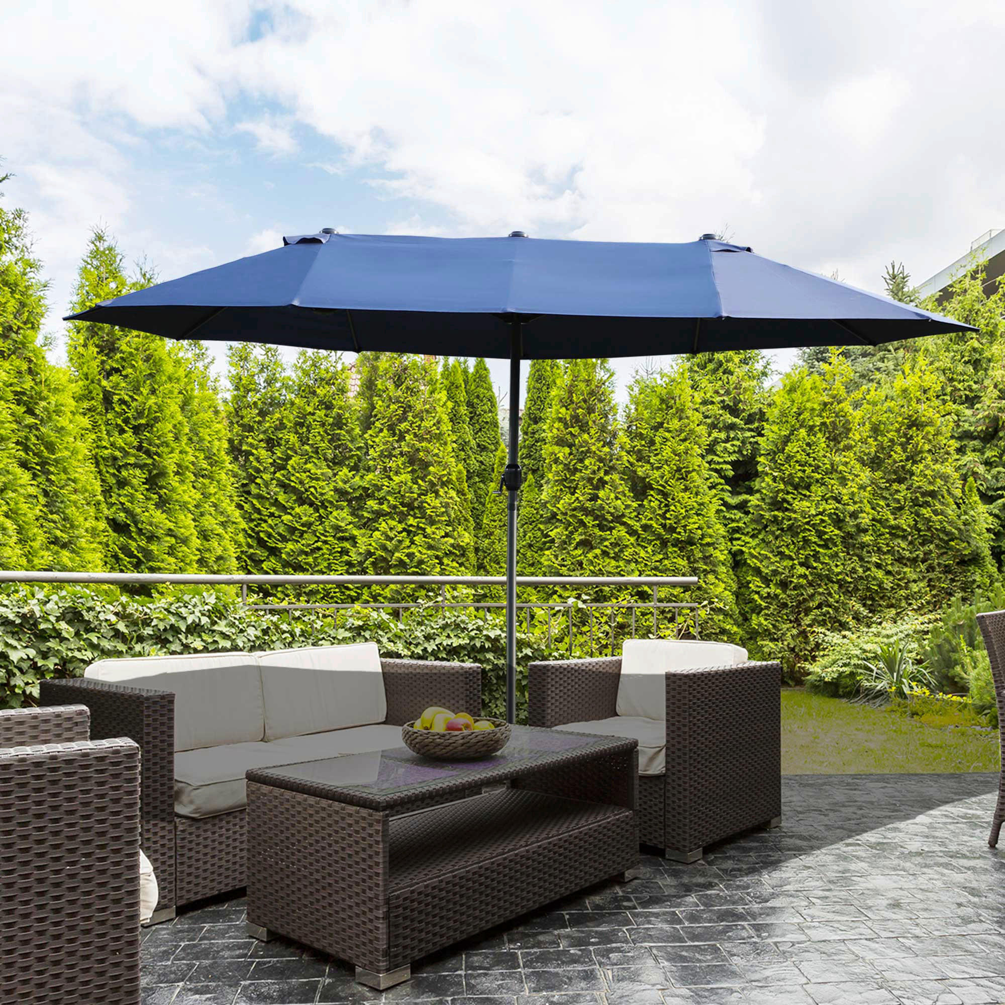 Outsunny Sonnenschirm blau Stahl B/H/L: ca. 270x240x460 cm Sonnenschirm - blau (460,00/270,00/240,00cm) - Outsunny