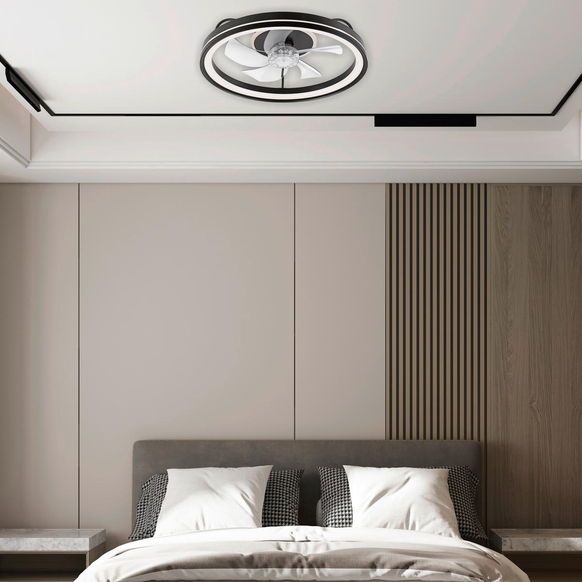 Lamkur LED-Deckenventilator FALCO 49892 schwarz H/L: ca. 17x50 cm max. 40 W Falco - schwarz (50,00cm) - Lamkur