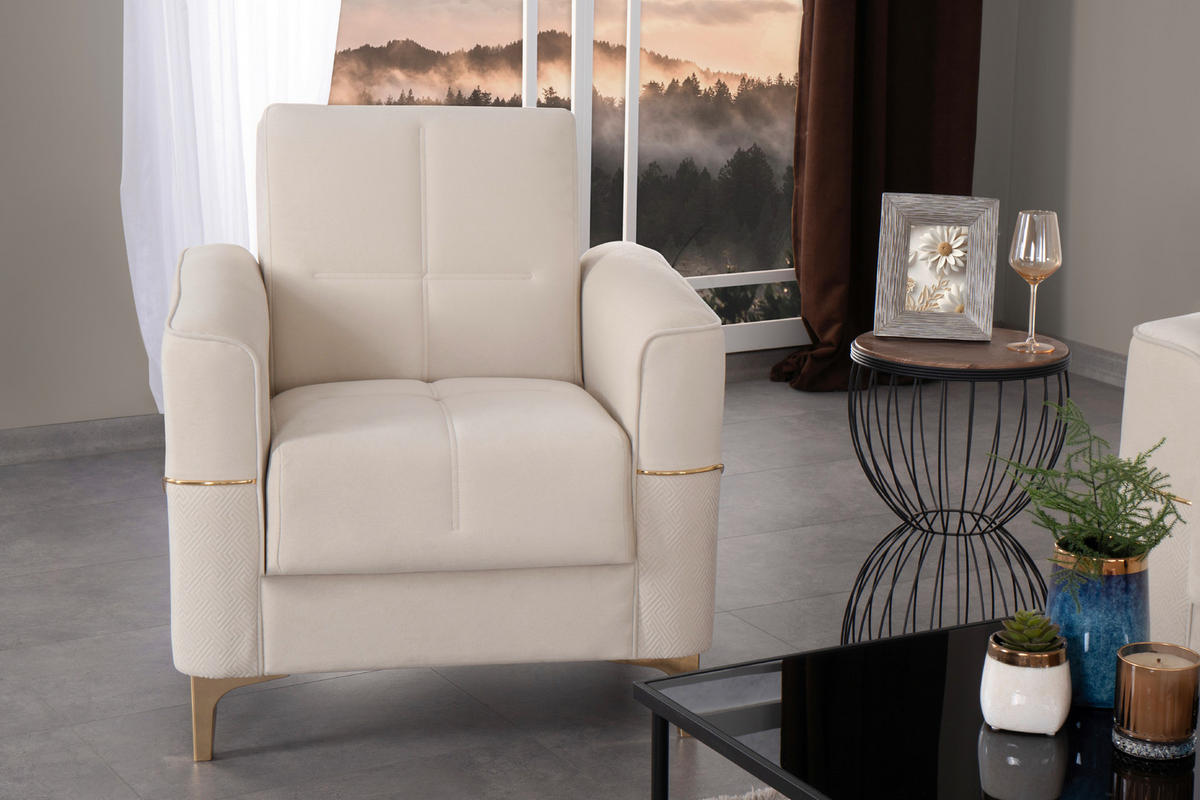 Sofa 3-2-1 Salda beige Microfaser Salda - gold/beige