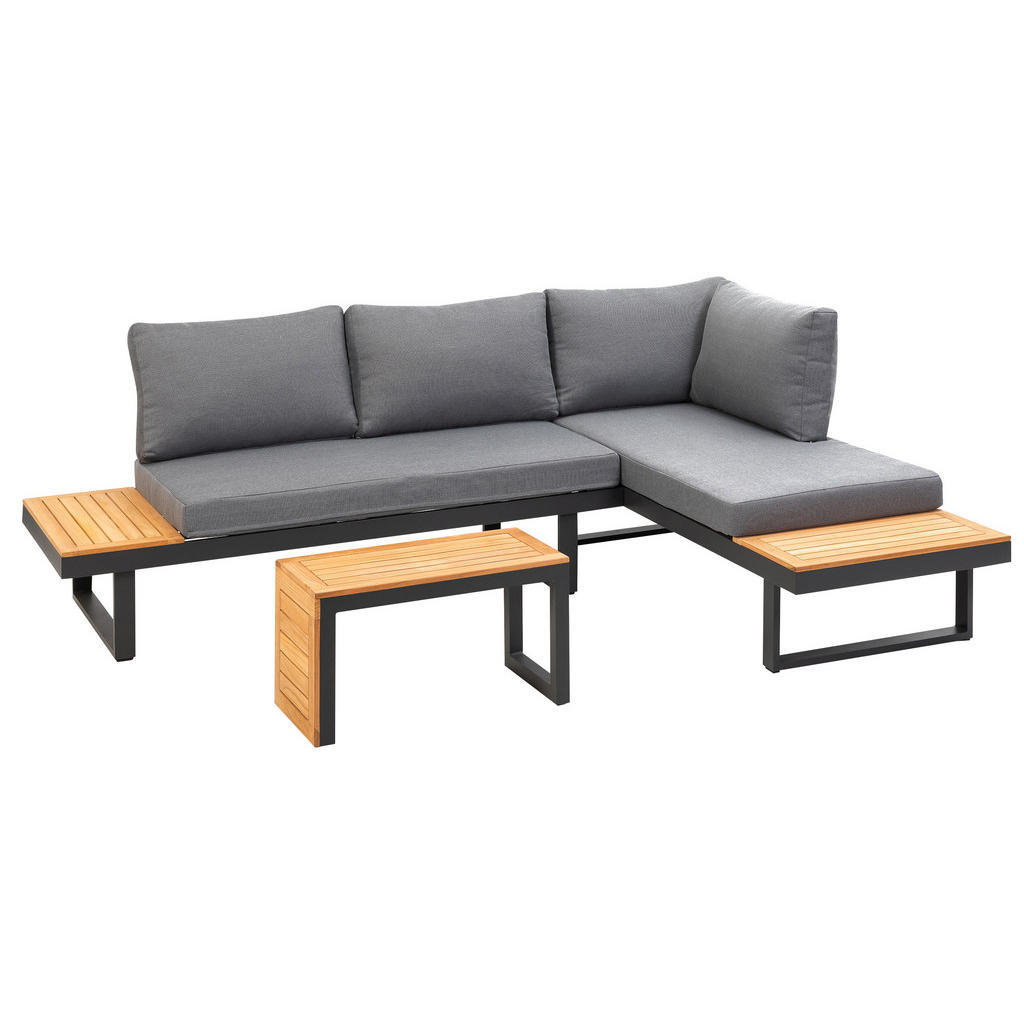 GREEMOTION Loungeset Samara, 9-tlg., 2 Sessel, Tisch 70x38 cm, Holz/Alu