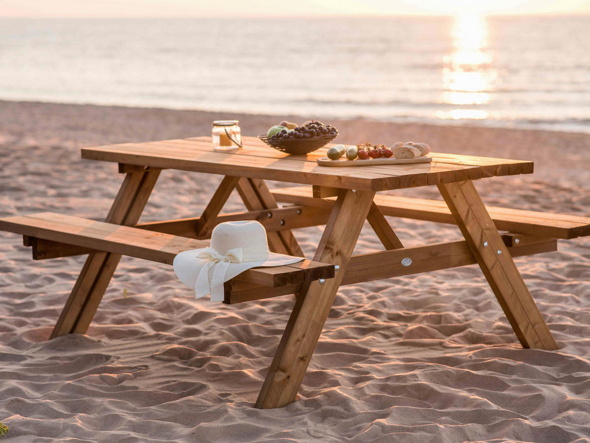 AXI Picknicktisch Julie braun Holz B/H/T: ca. 154x74x177 cm Julie - braun (154,00/74,00/177,00cm) - AXI