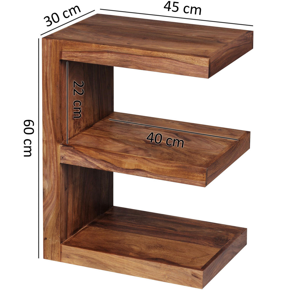 Beistelltisch natur Echtholz B/H/T: ca. 45x60x30 cm Beistelltisch Cube E - natur (45,00/60,00/30,00cm) - Wohnling