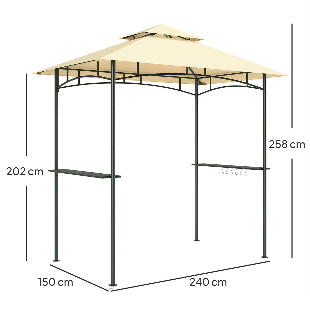Outsunny Grillpavillon beige Metall B/H/L: ca. 150x258x240 cm Grillpavillon - beige (240,00/150,00/258,00cm) - Outsunny
