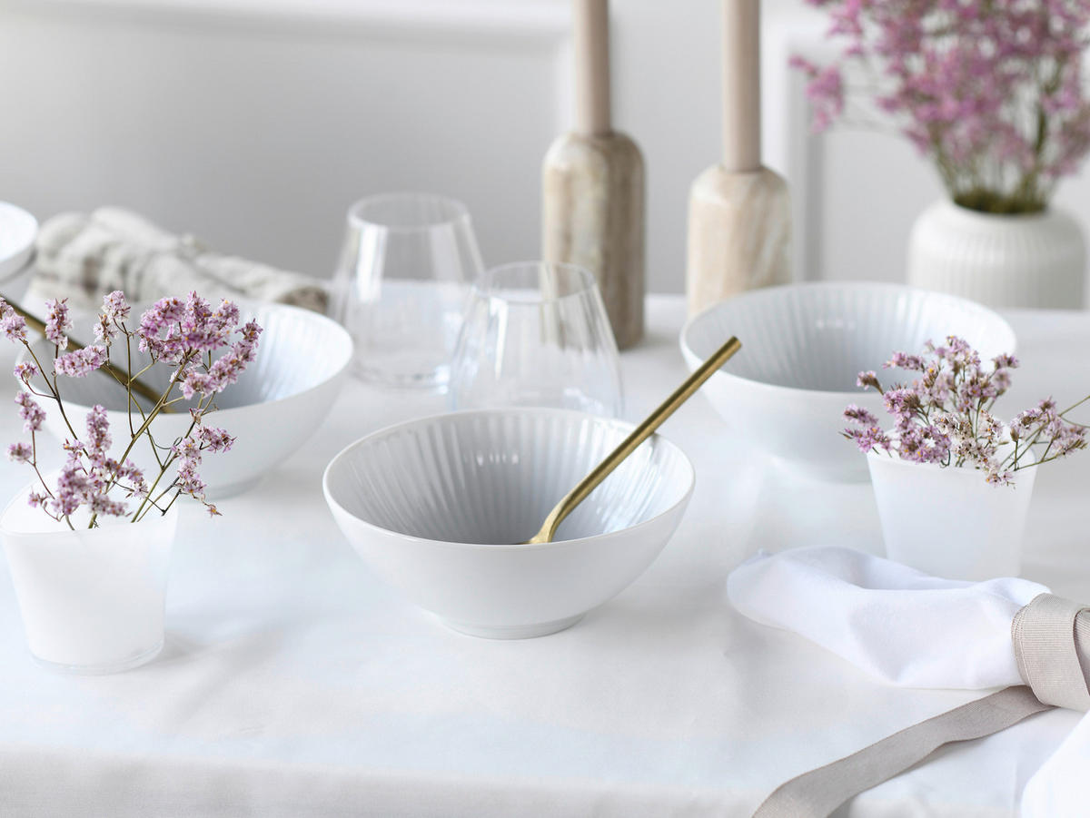 CreaTable Schüssel-Set Valencia weiß Porzellan Valencia - weiß - CreaTable