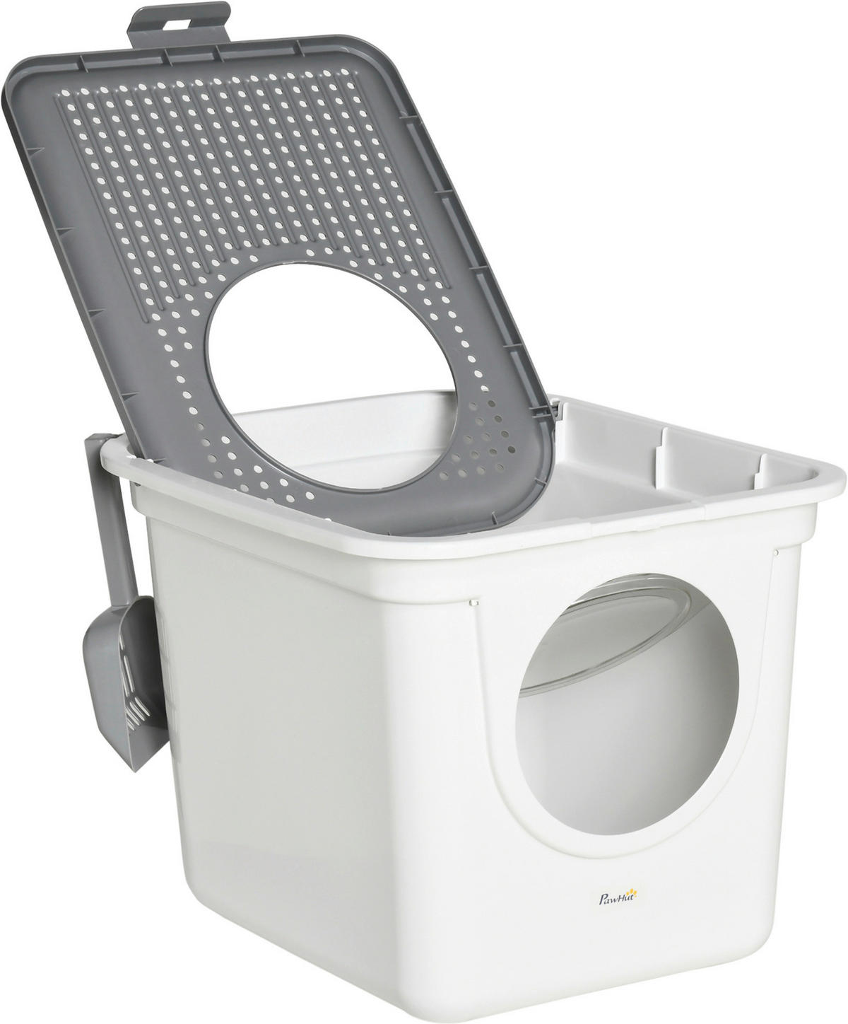 PawHut Katzen-Zubehör weiß Polyethylen B/H/L: ca. 55x44x39 cm Katzentoilette - weiß (39,00/55,00/44,00cm) - PawHut