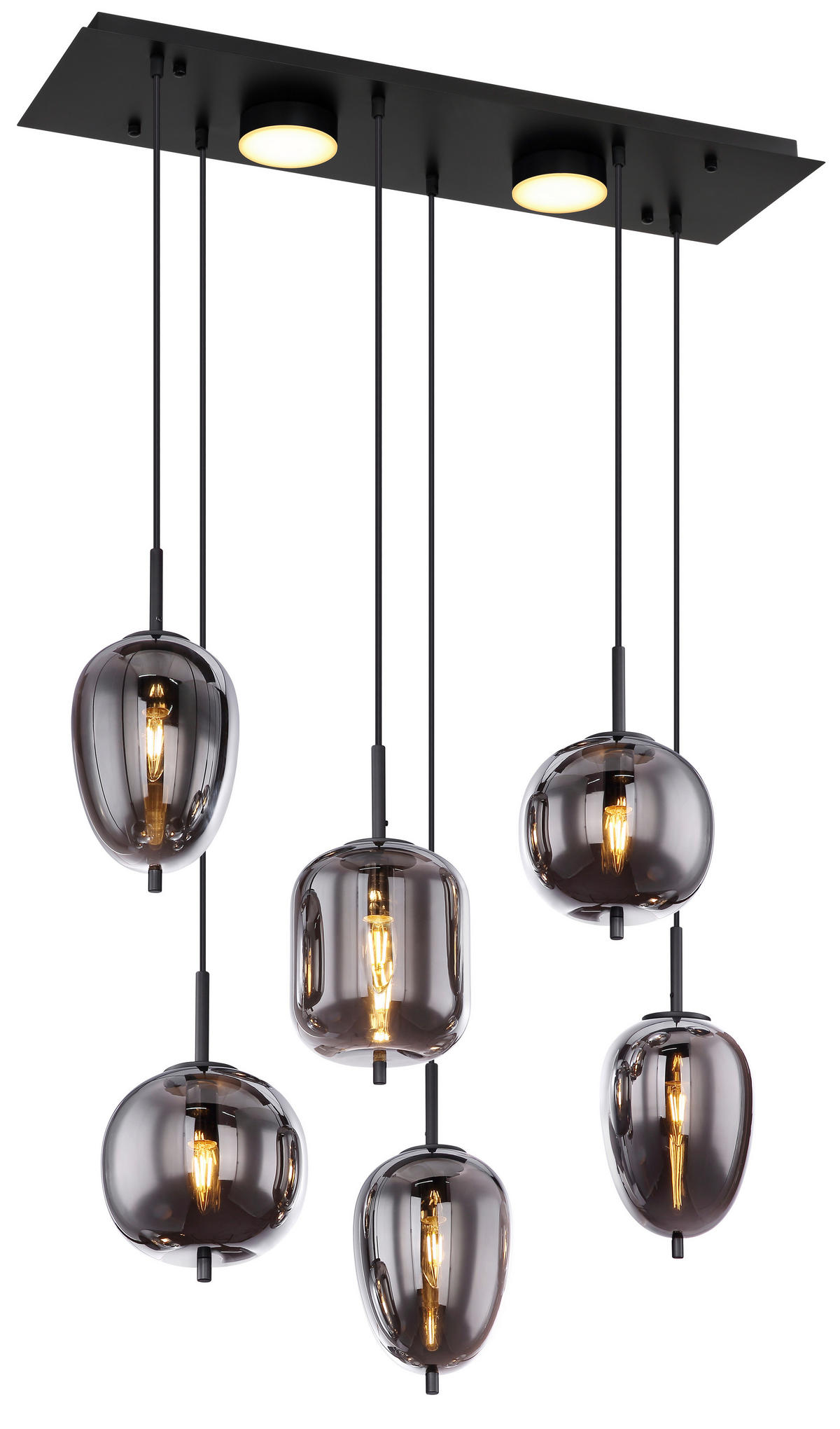 GLOBO Pendelleuchte mattschwarz Metall Acryl Glas B/H/T: ca. 34x120x80 cm 6.0 Brennstellen 15345-6L - mattschwarz (34,00/120,00/80,00cm) - GLOBO